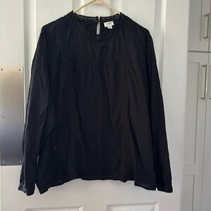 J Crew Factory black blouse with lace detail. 3X. EUC